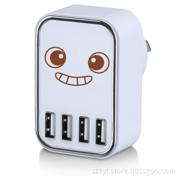 DIY printing Top selling colorful korea mobile phone charger with 4 USB ports